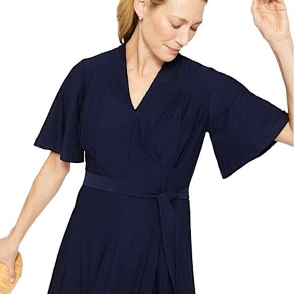 J. MCLAUGHLIN Shiloh Jersey Midi Dress Navy Blue Medium M - Picture 2 of 10